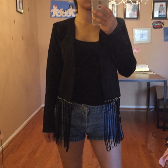 Zara faux suede fringe jacket. Xs - Picture 6 of 13